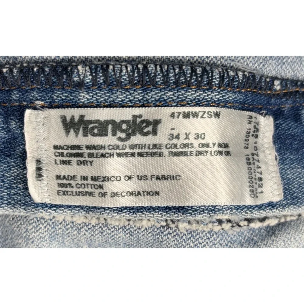 Wrangler 47MWZ Jeans Mens 34x30 Light Wash Good Regular Fit Cowboy Cut Denim‎